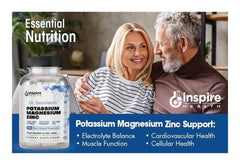 GINSPIRE NUTRITION Magnesium Potassium Zinc capsules close-up on a clean surface
