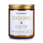 GIVAMEIHF lavender candle 9oz jar emits calming scent in a cozy room