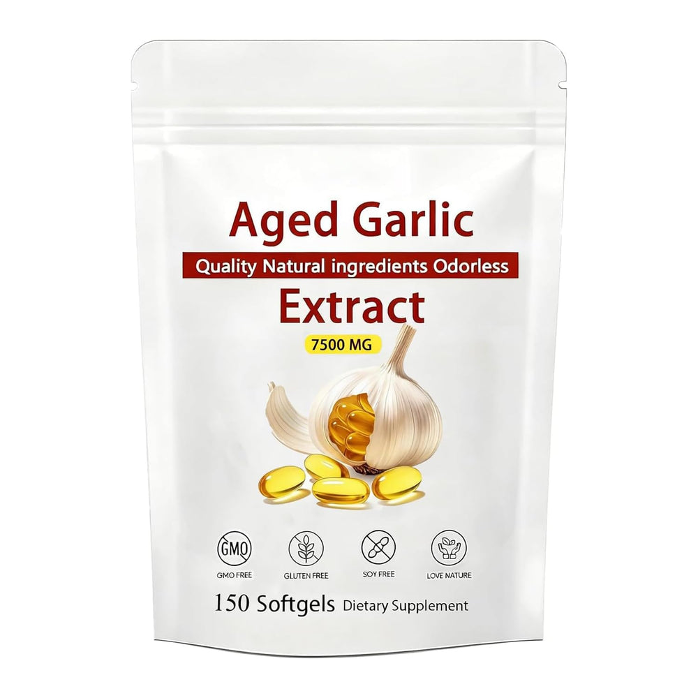 GKOKG Aged Garlic Extract bottle on counter for convenient daily capsules.