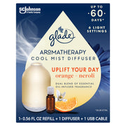 Glade Aromatherapy Diffuser front view with warm glow for mood enhancement