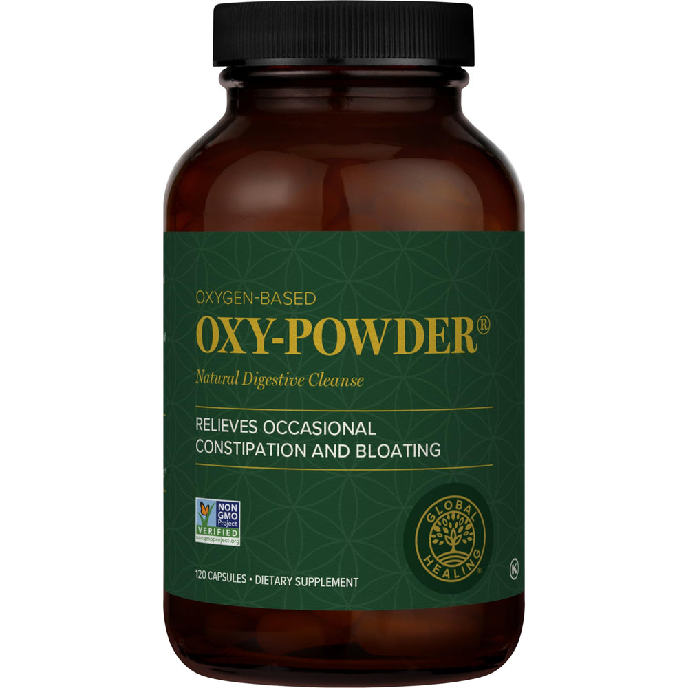 Global Healing Center Oxy-Powder bottle shown for gentle gut support
