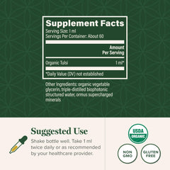 Dropper dispensing tulsi tincture for convenient dosing