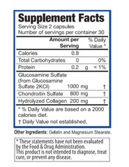 Glucosamine label detail highlights cartilage health focus.
