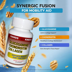 Glucosamine sulfate 1000 mg capsules closeup for daily use.