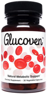 Glucoven bottle front showing natural metabolic support formula for daily wellness