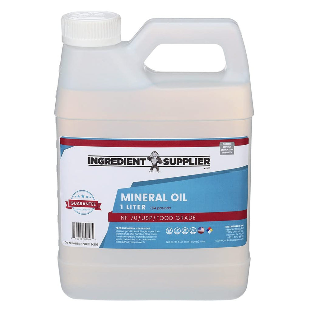 Glycerin Supplier Mineral Oil 32oz bottle, clear and versatile for wood and kitchen maintenance.