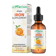 Glyxcodian liquid iron orange bottle label enhances immunity support.