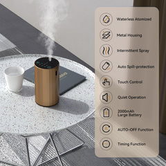 GMSYSW waterless diffuser golden in-car cup holder for portable fragrance on the go.