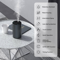 GMSYSW waterless diffuser grey side angle highlighting portable design