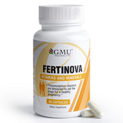 GMU Global Medics Fertinova bottle front highlighting prenatal vitamins for fertility support.