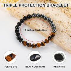 Gnamy triple protection bracelet black obsidian detail highlighting durable design