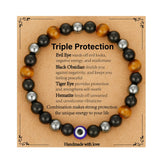 Gnamy Triple Protection Tiger Eye Bracelet close-up showing bold stones for everyday confidence.