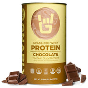 Gnarly Nutrition chocolate protein powder tub on kitchen counter for post-workout shakes