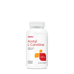 GNC Acetyl-L-Carnitine 500mg bottle with gluten-free container for easy daily use.