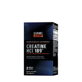 GNC AMP Creatine HCl 189 bottle showing on-the-go training energy potential.
