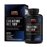 GNC AMP Creatine HCl 189 pills bottle shows fast absorption.