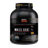 GNC AMP Mass XXX canister front view, ready for intense workouts.