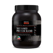 GNC AMP Sustained Cinnamon Toast bottle illustrating multi source protein for steady release