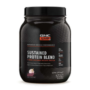 GNC AMP Sustained Cinnamon Toast bottle showcasing four-protein blend for steady protein release