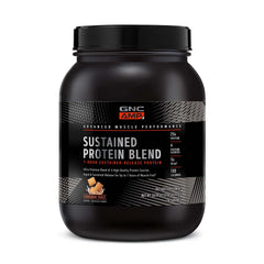 GNC AMP Sustained bottle in Cinnamon Toast flavor for all-day protein support.