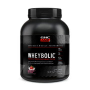 GNC AMP Wheybolic bottle front showing branding for post-workout protein support.