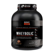 GNC AMP Wheybolic bottle-front view promoting high-protein formula to support strength and recovery