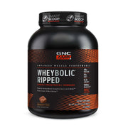 GNC AMP Wheybolic Ripped Chocolate Fudge tub front for post-workout fueling