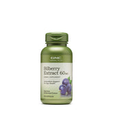 GNC Bilberry extract bottle label highlighting eye health support