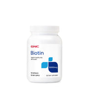 GNC Biotin 5000mcg capsule in bottle for hair and nails