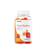 GNC Fiber 6g Gummy bottle highlights mixed fruit flavor for daily digestion support.