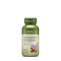 GNC Herbal Plus Cinnamon & Chromium bottle promotes daily metabolic support.