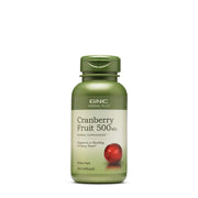 GNC Herbal Plus Cranberry 500mg bottle close-up for urinary health support