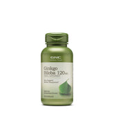 GNC Herbal Plus Ginkgo Biloba 120mg bottle supports clearer focus during study