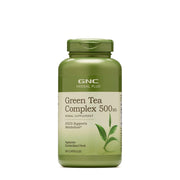 GNC Herbal Plus Green Tea Complex bottle highlighting 200 servings and metabolism support