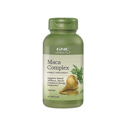 GNC Herbal Plus Maca Complex bottle showcasing packaging for vitality.