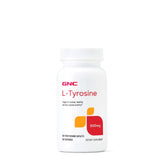 GNC L-Tyrosine 500mg tablet bottle on shelf for nervous system support