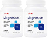 GNC Magnesium 500mg bottle front, daily mineral support for bones and teeth