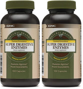 GNC Super Digestive Enzymes bottle front view; supports protein, carb, and fat digestion.