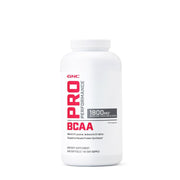 GNC Pro Performance BCAA softgels for fast-absorbing amino acids aiding training readiness.