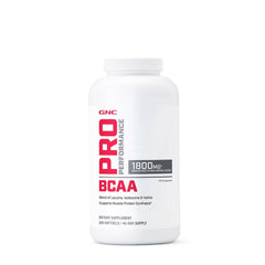 GNC Pro Performance BCAA softgels for fast-absorbing amino acids aiding training readiness.