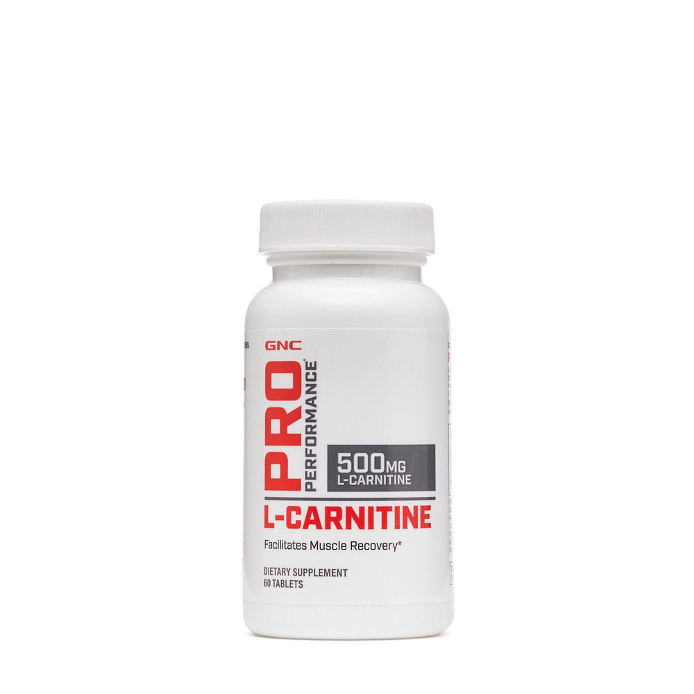 GNC Pro Performance L-Carnitine bottle with 60 tablets for muscle recovery