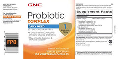 GNC Probiotic Complex vegetarian capsules for daily use promoting digestion and resilience.