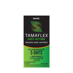GNC TamaFlex Fast Acting bottle back label with ingredients for joint flexibility.