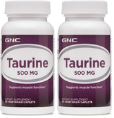 GNC Taurine 500mg bottle front view; daily use and muscle support.