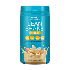 GNC Total Lean Lean Shake Vanilla Caramel bottle for convenient weight management