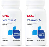 GNC Vitamin A 3000mcg softgel bottle showing a 180-day supply for vision and skin support.
