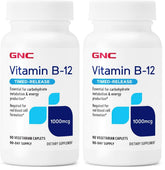 GNC Vitamin B-12 1000mcg bottle front with energy support for daily use