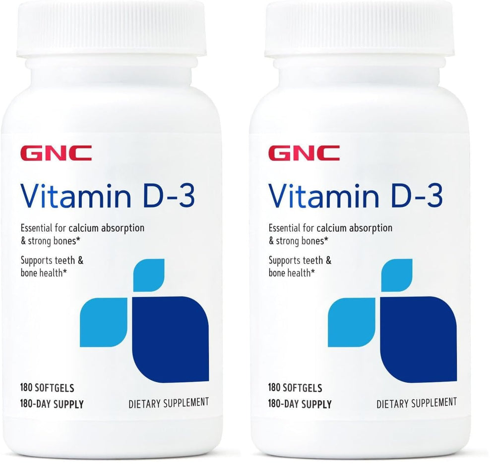 GNC Vitamin D3 softgel bottle ready for daily bone and teeth health support.