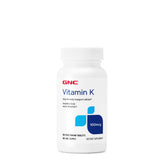 GNC Vitamin K 100mcg bottle front shows 180 tablets for calcium transport support