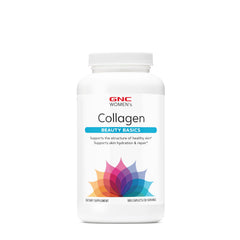 GNC Women's Collagen bottle front shows daily skin support and routine use
